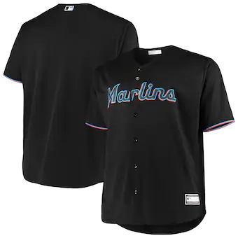 mens black miami marlins big and tall replica team jersey_p